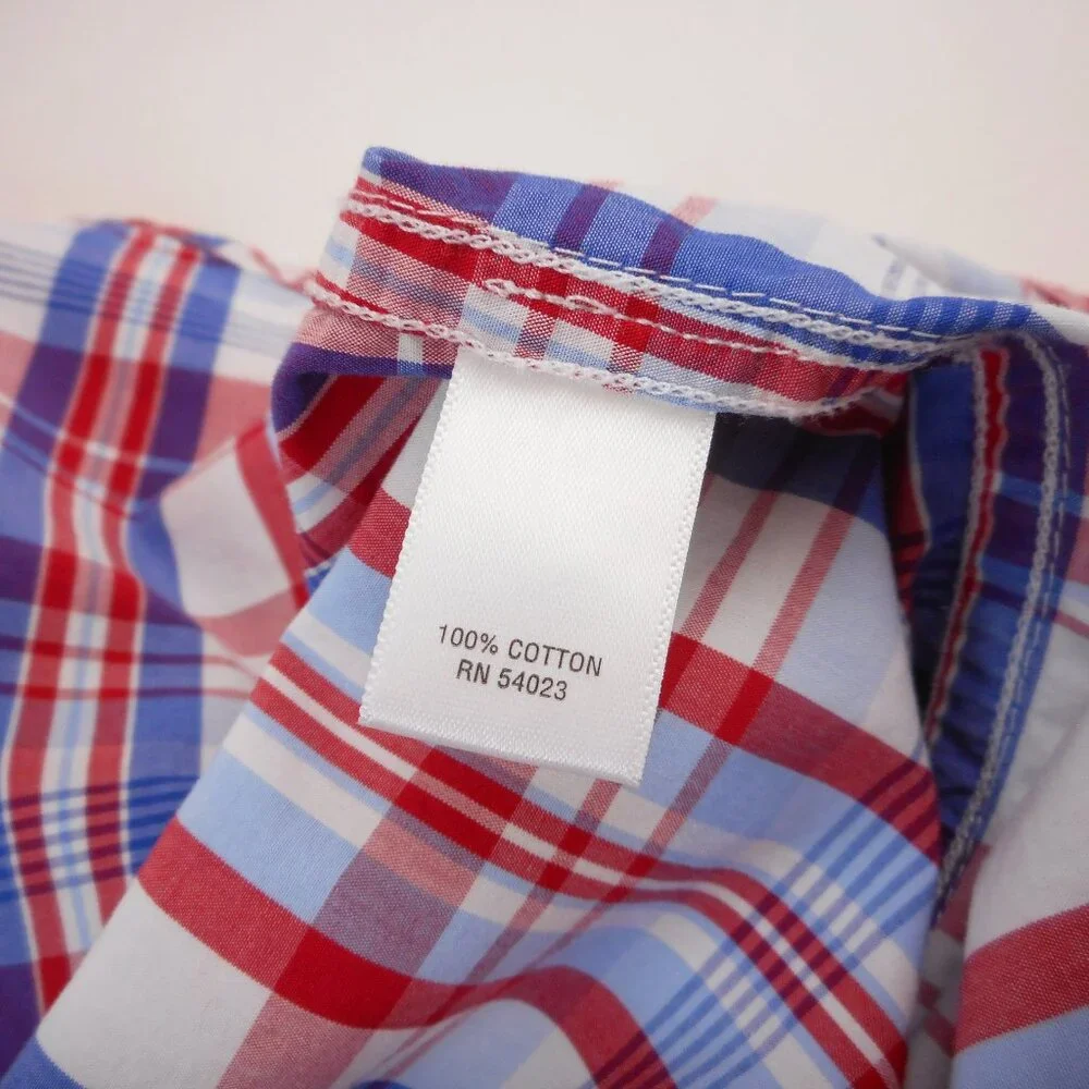 Banana Republic Men's L Plaid Button-up Shirt Red White Blue 4th of July Picnic